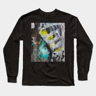 White and Turquoise Abstract Painting Long Sleeve T-Shirt